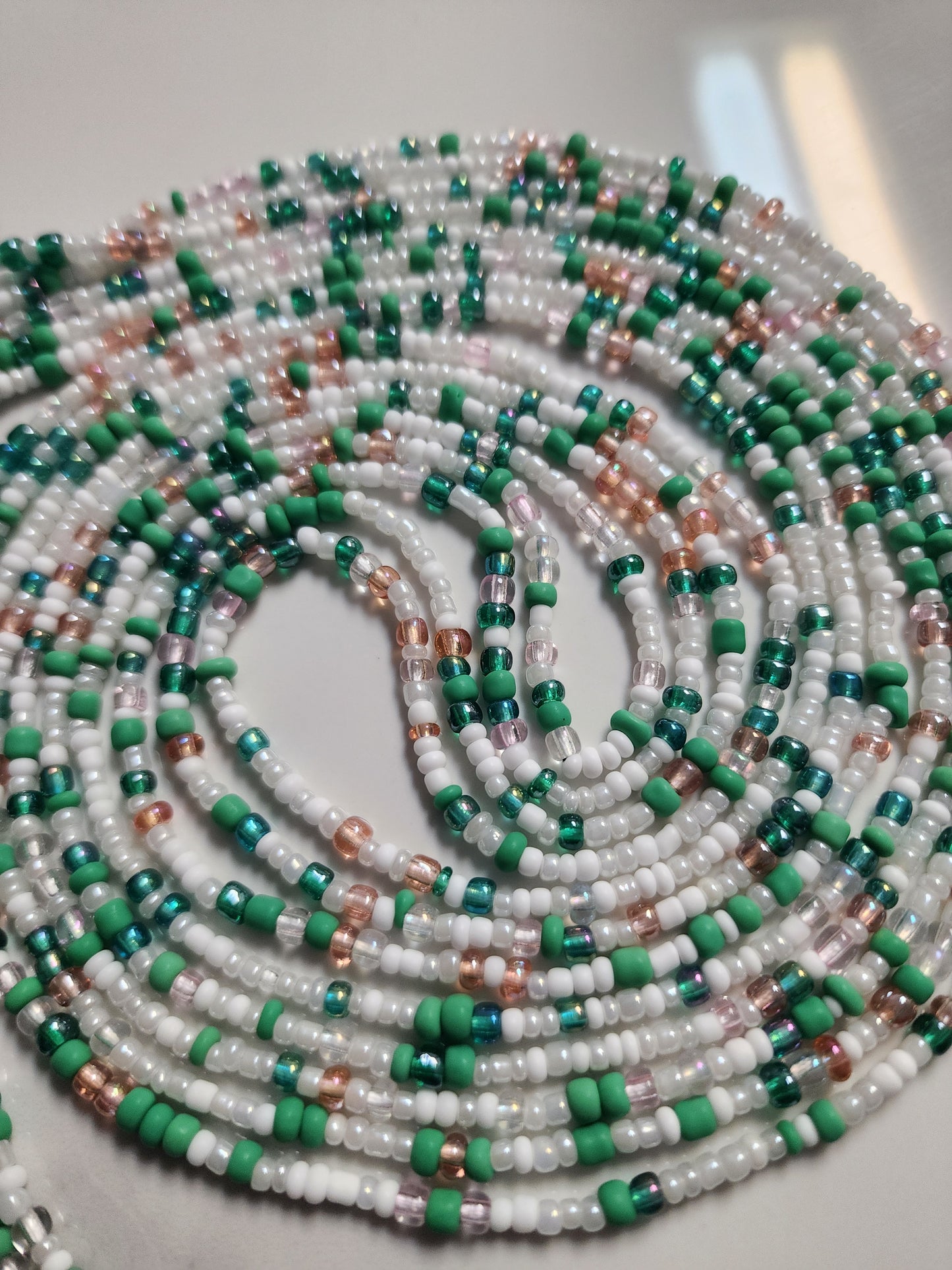 Green, pink and white mixed