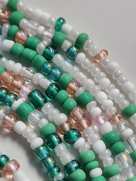 Green, pink and white mixed