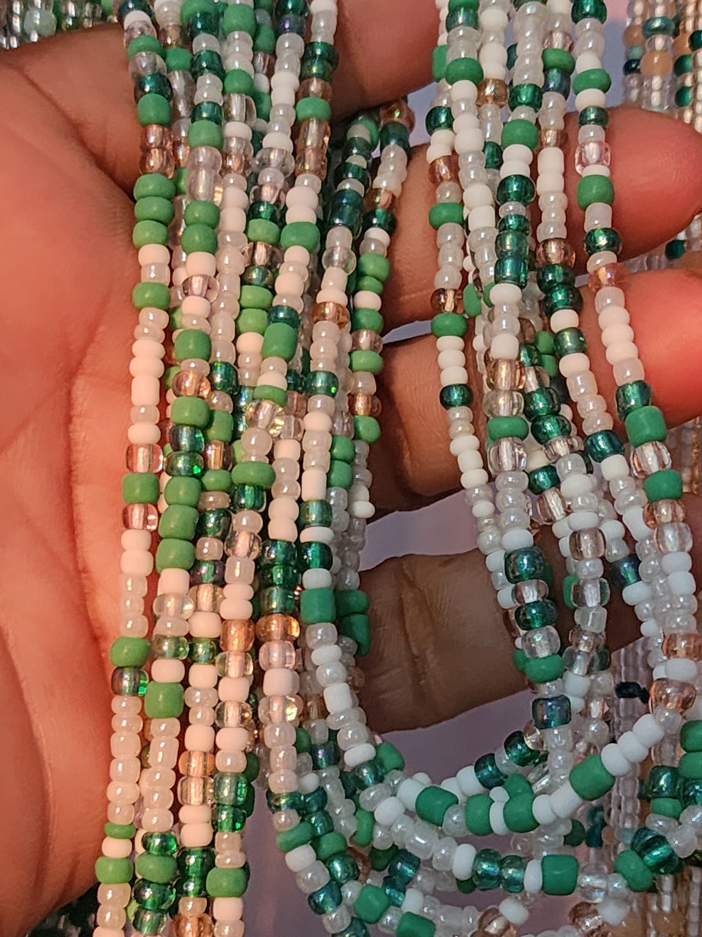 Green, pink and white mixed